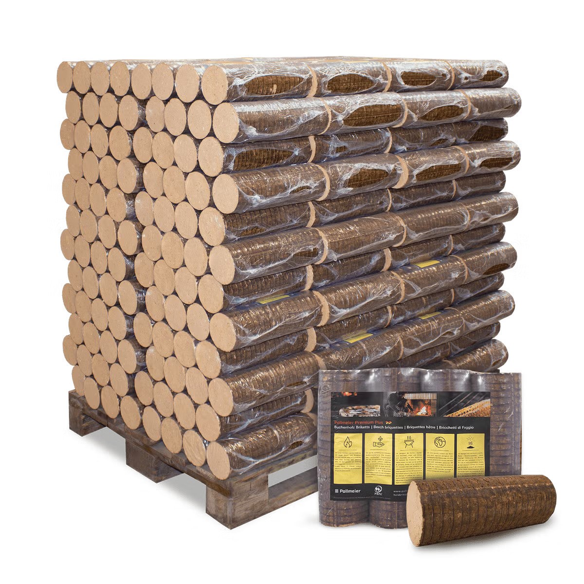BUCtfbs-2 POLLMEIER Premium Buchenholzbriketts 960 kg Palette – DINplus zertifiziert – Bild 1