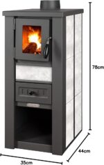 ProTermo Kaminofen Lava Ceramic Weiß - 6,5 kW Heizleistung - 35x44x78 cm Holzofen mit Schamottsteine mit Sichtfenster Holz Kamin - Bauart 2 – Bild 2