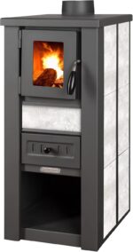 ProTermo Kaminofen Lava Ceramic Weiß - 6,5 kW Heizleistung - 35x44x78 cm Holzofen mit Schamottsteine mit Sichtfenster Holz Kamin - Bauart 2